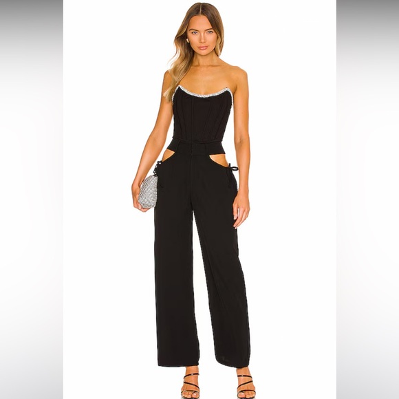 h:ours Tops - h:ours Sandy Bustier Top With Rhinestone in Black Size M NWT